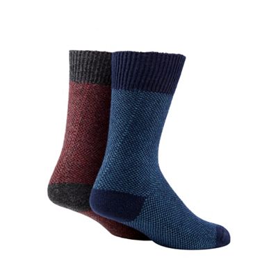 Mantaray Pack of two multi-coloured cotton blend boot socks